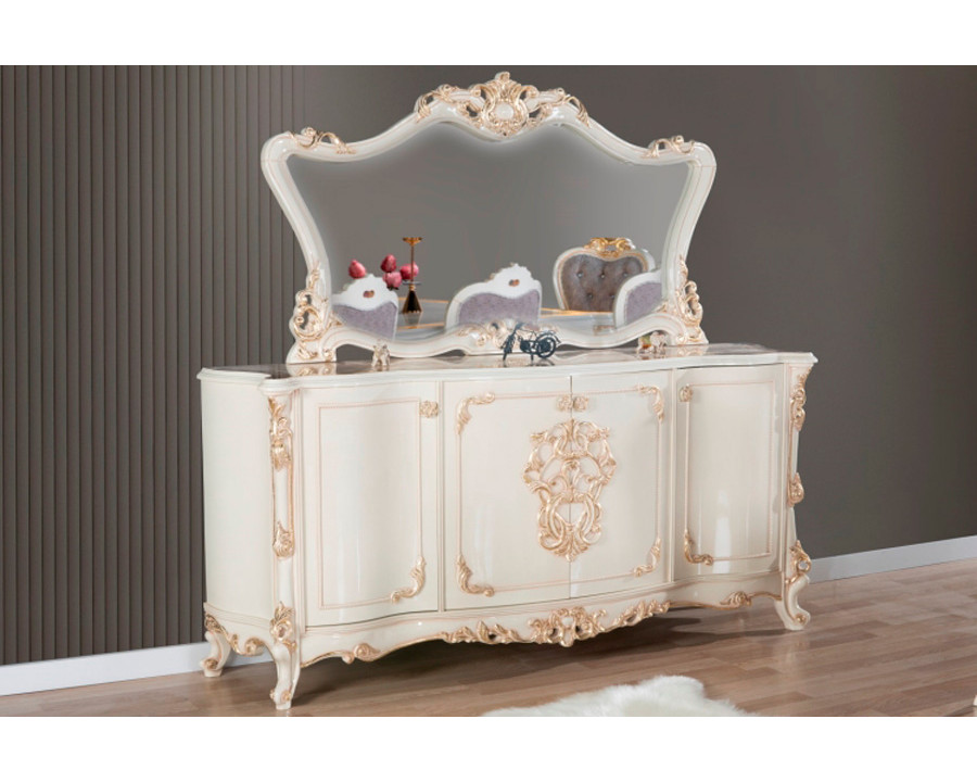 Furnia - Kelebek Console with Mirror in Cream