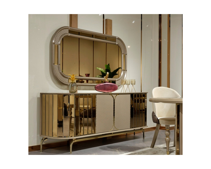 Furnia - Madrid Console with Mirror in Gold