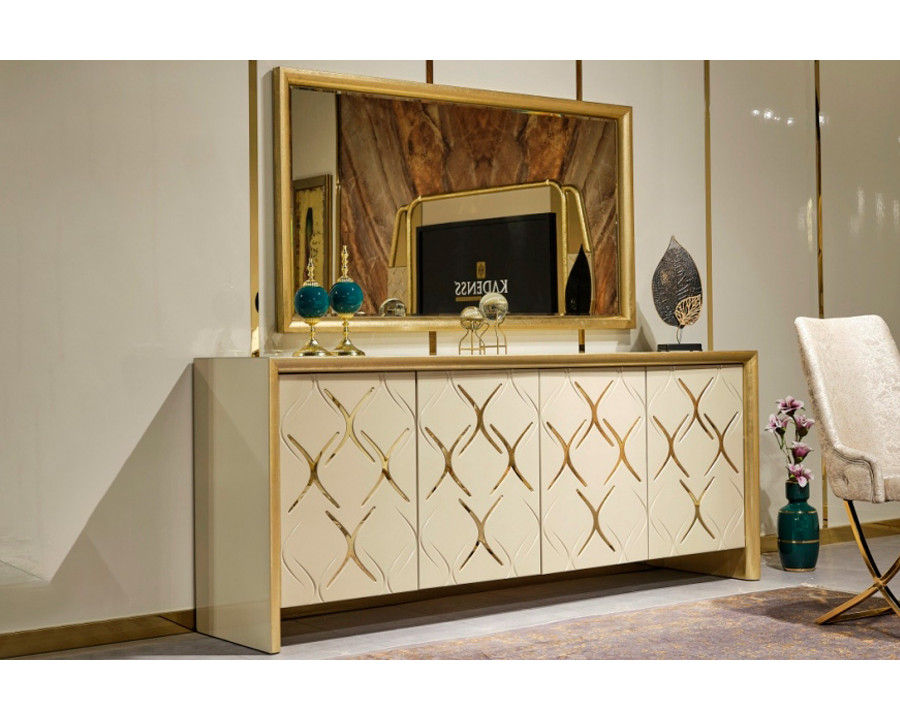 Furnia - Napoli Console with Mirror in Cream