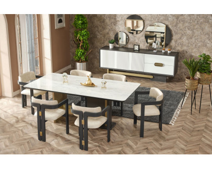 Furnia - Pendik Dining Table in Cream/Gold