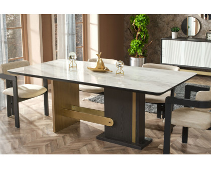 Furnia - Pendik Dining Table in Cream/Gold