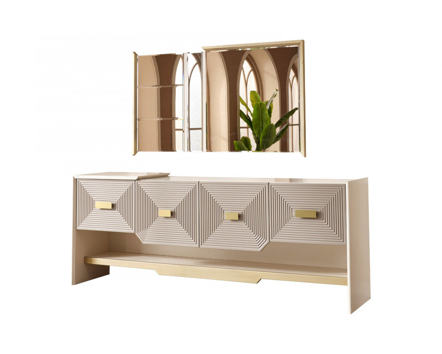 Furnia - Urla Console with Mirror in Cream