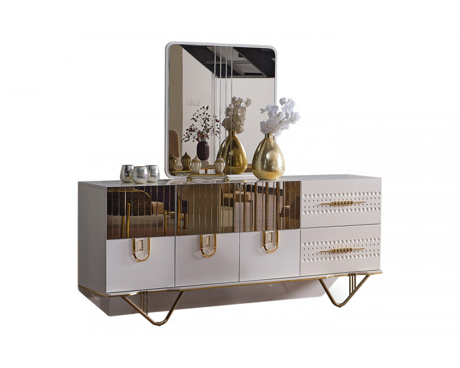 Furnia - Valence Console with Mirror in Cream