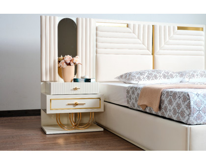 Furnia Marsel King Size Storage Bed - Cream