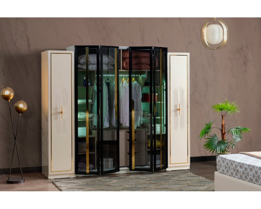 Furnia - Marsel Wardrobe with 6 Doors in Cream