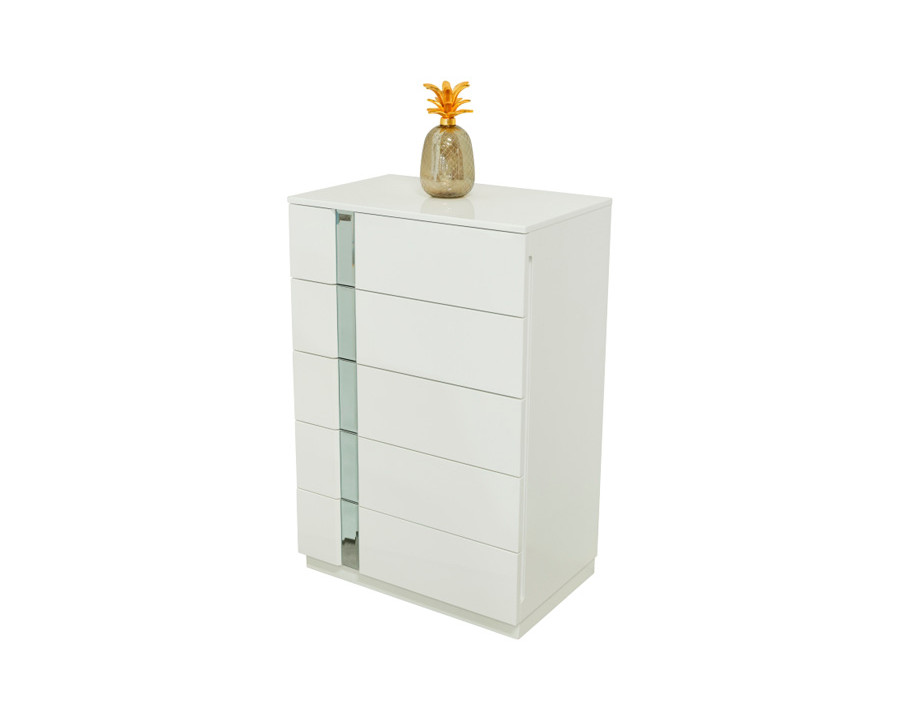 Furnia - Sienna Chest with 5 Drawers in White, Wood