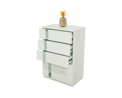 Furnia - Sienna Chest with 5 Drawers in White, Wood