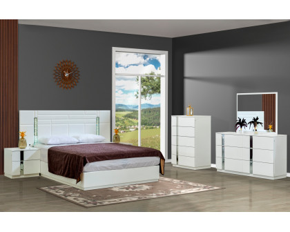 Furnia Sienna King Size Bed with Headboard - White