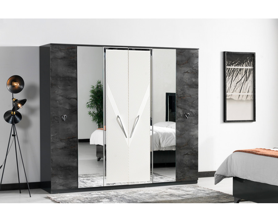 Furnia - Tokyo Wardrobe with 6 Doors in Black