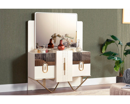 Furnia - Valence Dresser with Mirror in Cream