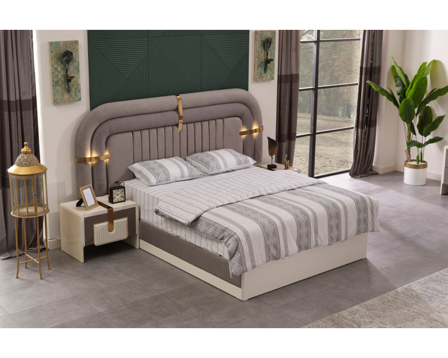 Furnia Zurih Queen Size Bed - Cream