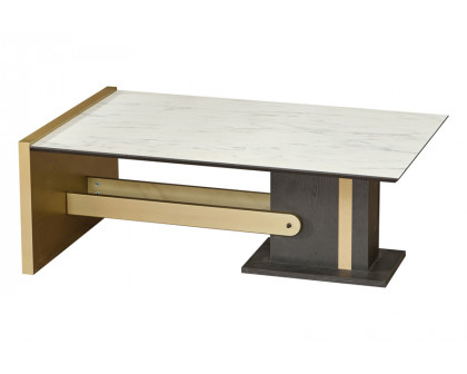 Furnia - Pendik Rectangle Coffee Table in Cream/Gold