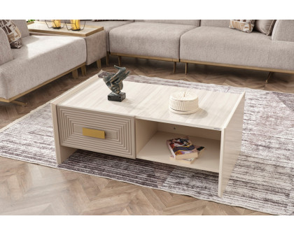 Furnia - Urla Rectangle Coffee Table in Cream