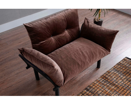 Furnia Sona Stationary Loveseat - Brown, Fabric