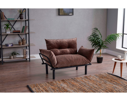 Furnia Sona Stationary Loveseat - Brown, Fabric