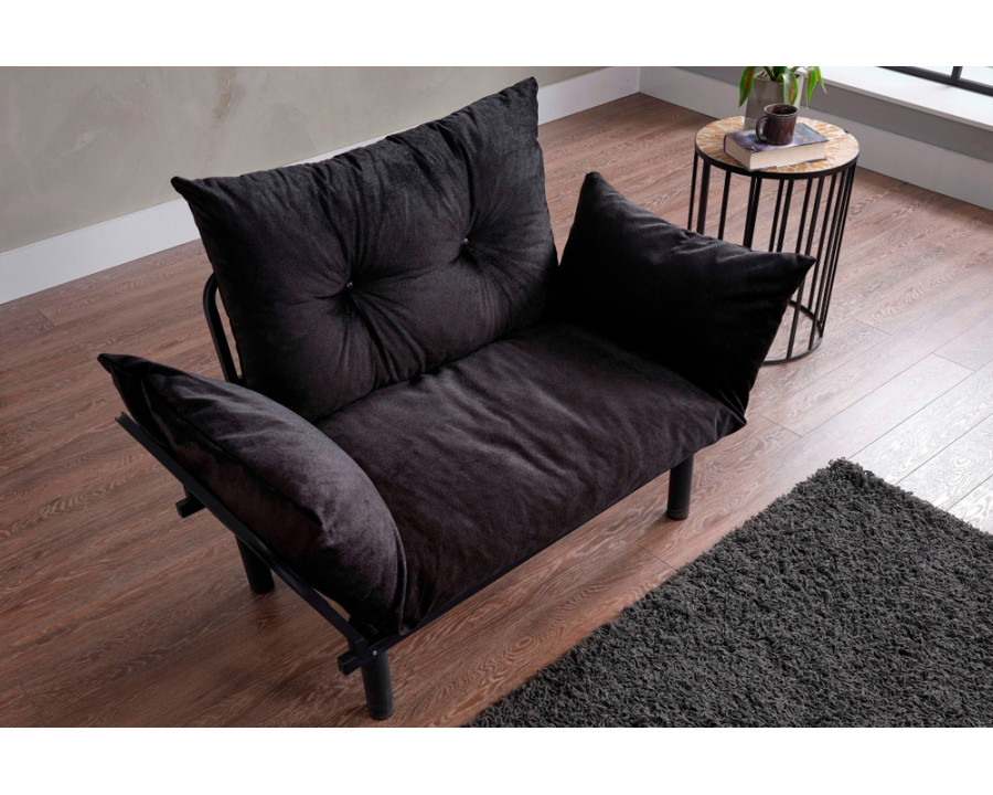 Furnia Sona Stationary Loveseat - Black, Fabric