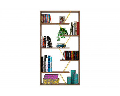 Furnia Tars Bookcase - Walnut/Yellow, Wood