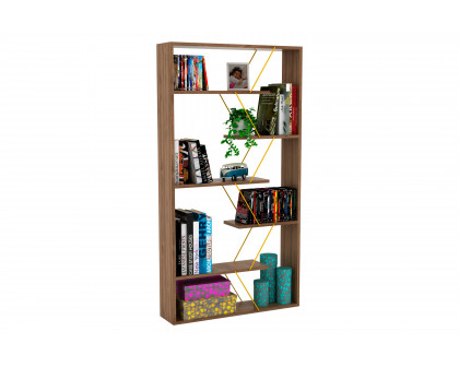 Furnia Tars Bookcase - Walnut/Yellow, Wood