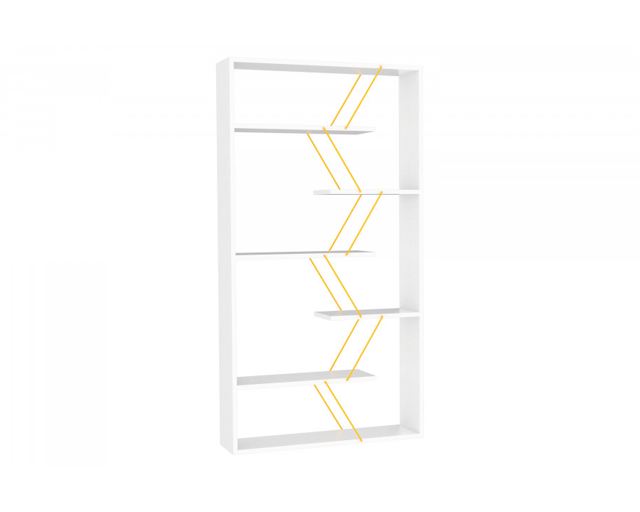 Furnia Tars Bookcase - White/Yellow, Wood