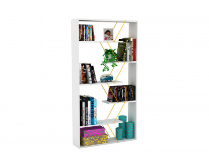 Furnia Tars Bookcase - White/Yellow, Wood