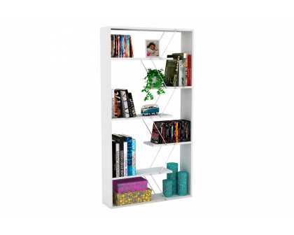 Furnia Tars Bookcase - White/Chrome, Wood