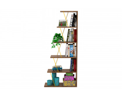 Furnia Tars Mini Bookcase - Walnut/Yellow, Wood