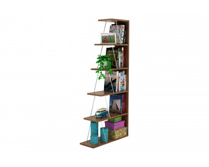 Furnia Tars Mini Bookcase - Walnut/Chrome, Wood