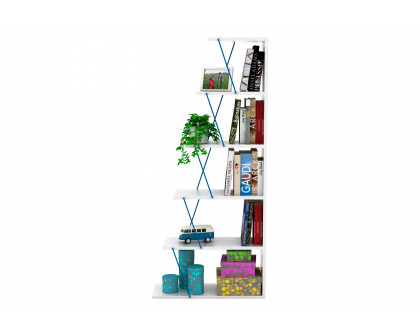 Furnia Tars Mini Bookcase - White/Blue, Wood