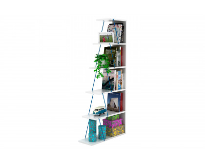 Furnia Tars Mini Bookcase - White/Blue, Wood