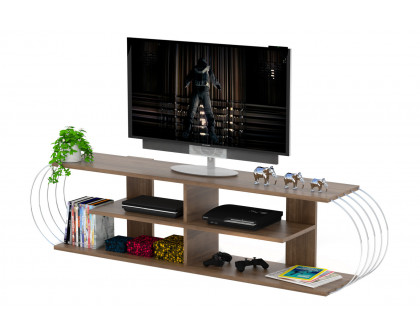 Furnia Case TV Unit - Walnut/Chrome, Wood