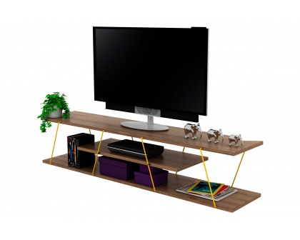 Furnia Tars TV Unit - Walnut/Yellow, Wood