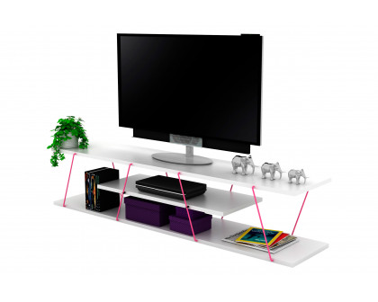 Furnia Tars TV Unit - White/Pink, Wood