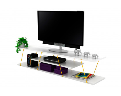 Furnia Tars TV Unit - White/Yellow, Wood