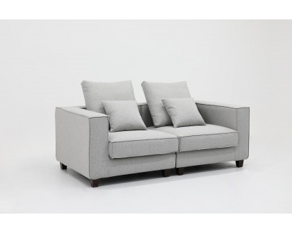 Furnings - AVA Gray Luxury Linen Texture Water Repellent Washable Fabric Modular Loveseat