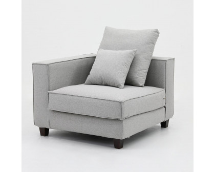 Furnings AVA Gray Luxury Linen Texture Water Repellent Washable Fabric Modular Loveseat