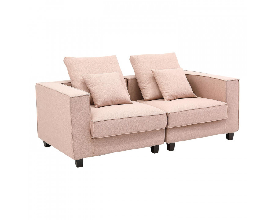 Furnings AVA Dust Pink Luxury Linen Texture Water Repellent Washable Fabric Modular Loveseat