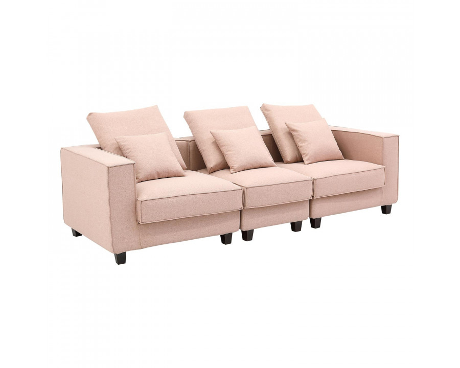 Furnings AVA Dust Pink Luxury Linen Texture Water Repellent Washable Fabric Modular Sofa - Modular 3 Pieces Sofa