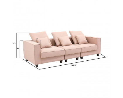 Furnings AVA Dust Pink Luxury Linen Texture Water Repellent Washable Fabric Modular Sofa - Modular 3 Pieces Sofa