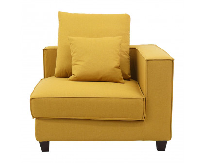 Furnings AVA Yellow Luxury Linen Texture Water Repellent Washable Fabric Modular Loveseat