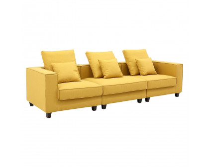 Furnings AVA Yellow Luxury Linen Texture Water Repellent Washable Fabric Modular Sofa - Modular 3 Pieces Sofa