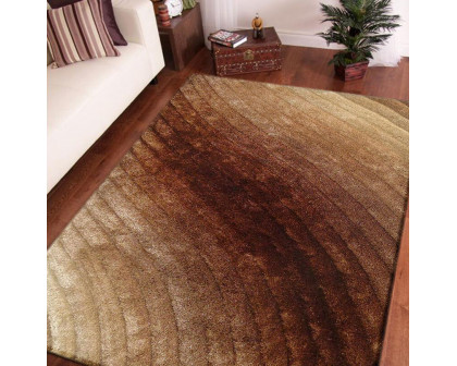 Furnings Terra 3D Brown Shag Rug - 7'L x 5'W x 1"H