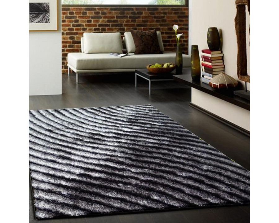 Furnings Belmond Gray 3D Shag Rug - 3'L x 2'W x 1"H