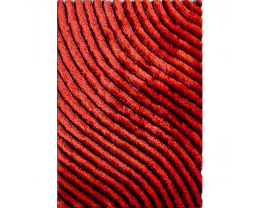 Furnings Vesta 3D Red Shag Rug - 7'L x 5'W x 1"H