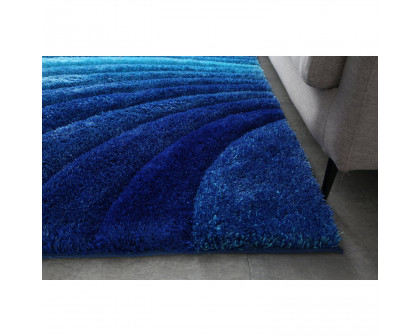 Furnings Aurora 3D Blue Shag Rug - 3'L x 2'W x 1"H