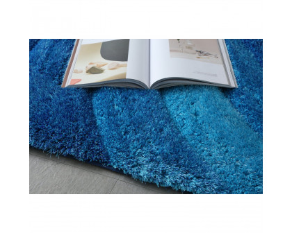 Furnings Aurora 3D Blue Shag Rug - 3'L x 2'W x 1"H