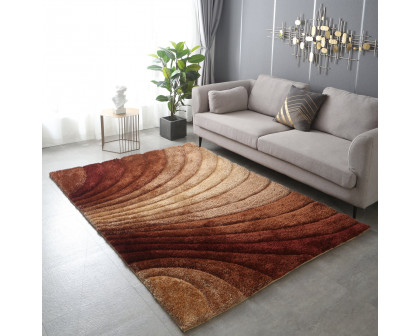 Furnings Sedona 3D Brown Shag Rug - 3'L x 2'W x 1"H