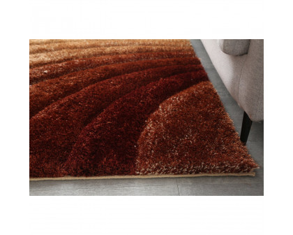 Furnings Sedona 3D Brown Shag Rug - 3'L x 2'W x 1"H