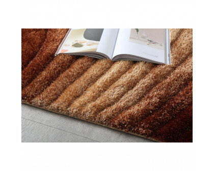 Furnings Sedona 3D Brown Shag Rug - 3'L x 2'W x 1"H