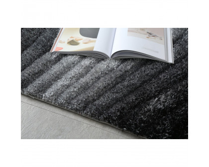 Furnings Lana Gray 3D Shag Rug - 3'L x 2'W x 1"H