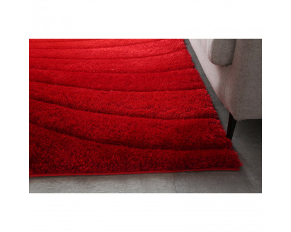 Furnings Ava 3D Red Shag Rug - 3'L x 2'W x 1"H